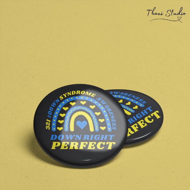 Down Right Perfect Rainbow World Down Syndrome 7.5 Cm Round Badge (Creator Uploaded)