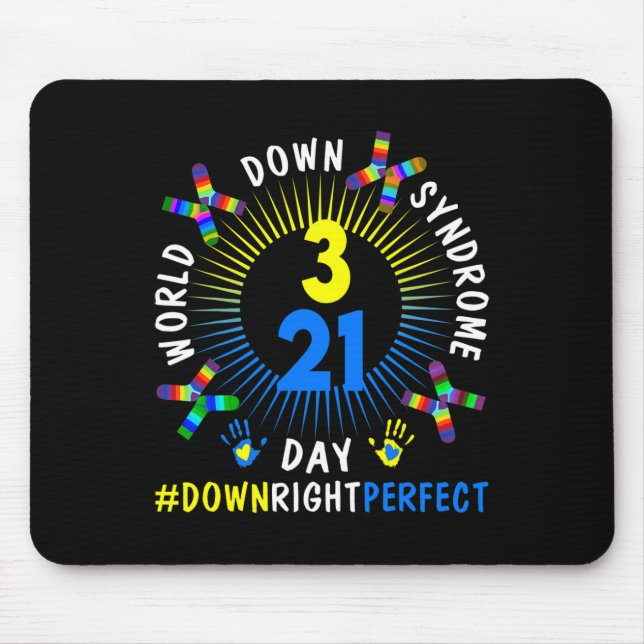 Down Right Perfect World Down Syndrome Awareness D Mouse Mat (Front)