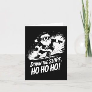 Down Slope Ho Ho Ho Santa Snowboarder Christmas Sn Card