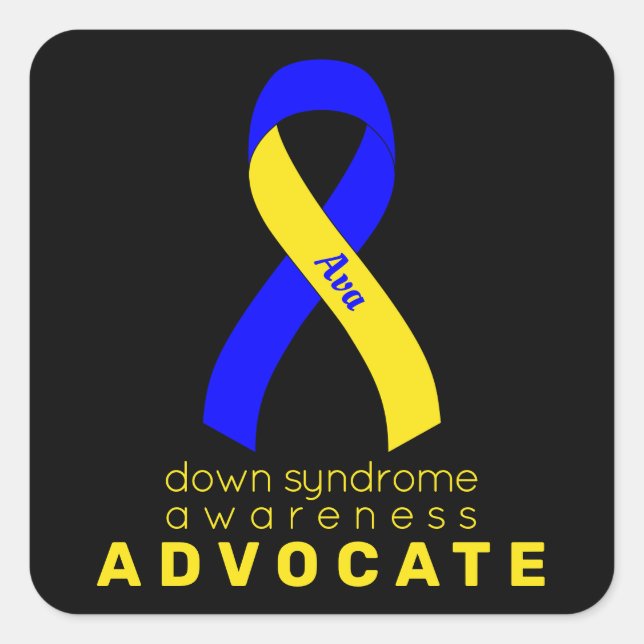 Down Syndrome Advocate Black Square Sticker (Front)