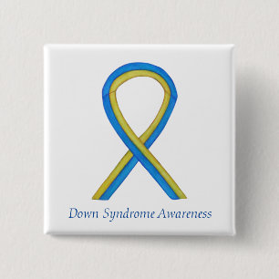 Down Syndrome Art Awareness Ribbon Pin Buttons