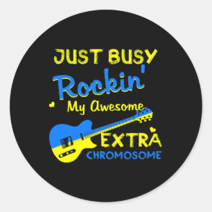 Down Syndrome Awareness Apparel Rockin Extra Chrom Classic Round Sticker