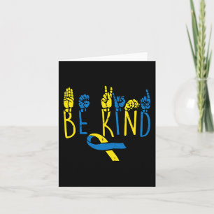 Down Syndrome Awareness Be Kind ASL Hand Sign Teac Card