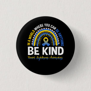 Down Syndrome Awareness Be Kind World Rainbow Boho 3 Cm Round Badge