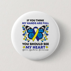 Down Syndrome Awareness Blue And Yellow Ribbon T21 6 Cm Round Badge