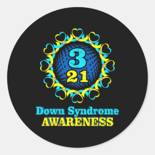 Down Syndrome Awareness Blue Yellow 3 21  Classic Round Sticker