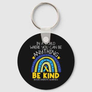 - Down Syndrome Awareness Blue Yellow Ribbon  Key Ring