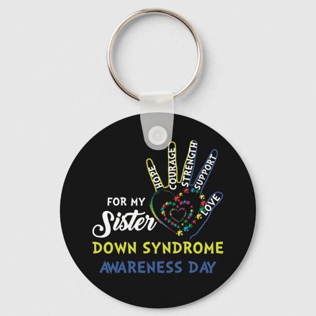 Down Syndrome Awareness Brother Sister Key Ring (Front)