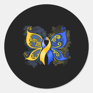 Down Syndrome Awareness Butterfly Gift Classic Round Sticker