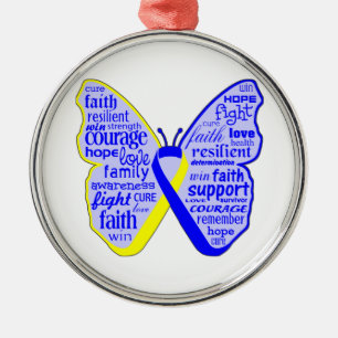 Down Syndrome Awareness Butterfly Ribbon Metal Tree Decoration