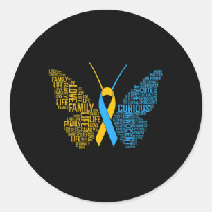 Down Syndrome Awareness Butterfly Support Gift  Classic Round Sticker