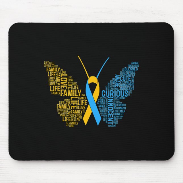 Down Syndrome Awareness Butterfly Support Gift  Mouse Mat (Front)