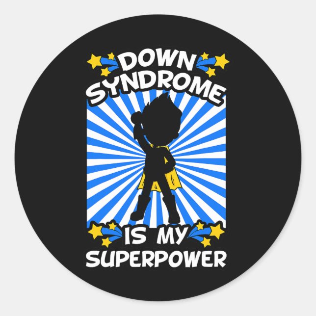 Down Syndrome Awareness Chromosome Superpower Gift Classic Round Sticker (Front)