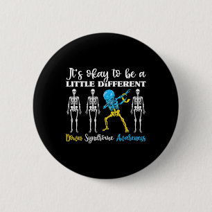 Down Syndrome Awareness Day Dabbing Kid Skeleton  6 Cm Round Badge