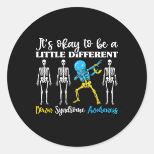 Down Syndrome Awareness Day Dabbing Kid Skeleton Classic Round Sticker