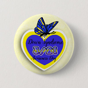 DOWN SYNDROME AWARENESS DAY  March 21 Butterfly 6 Cm Round Badge