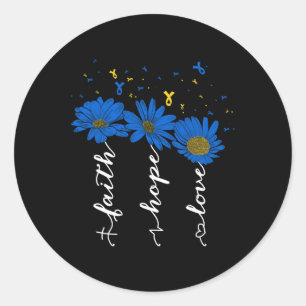 Down Syndrome Awareness Faith Hope Love Sunflower Classic Round Sticker