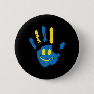 Down Syndrome Awareness Hand Smile Trisomy 21 Men 6 Cm Round Badge