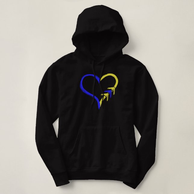Down Syndrome Awareness Heart and 3 Arrow Support Hoodie (Design Front)