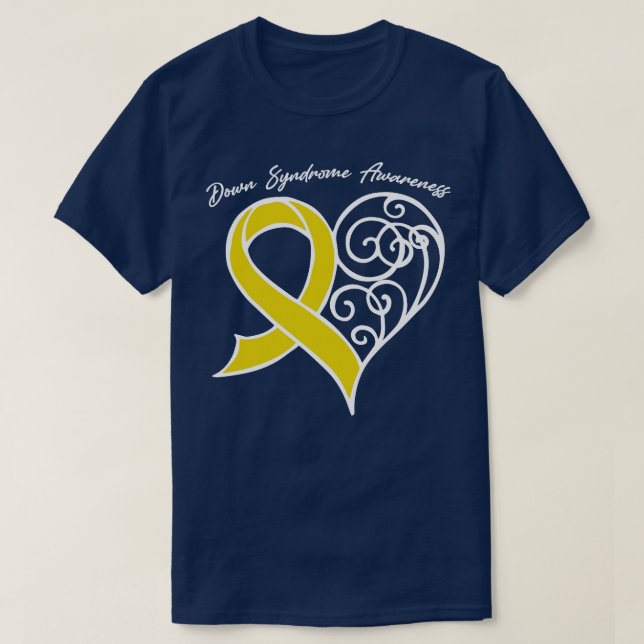 Down Syndrome Awareness Heart Ribbon Gift Valentin T-Shirt (Design Front)