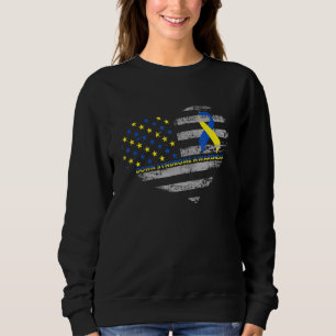 Down Syndrome Awareness Heart Us Flag Sweatshirt