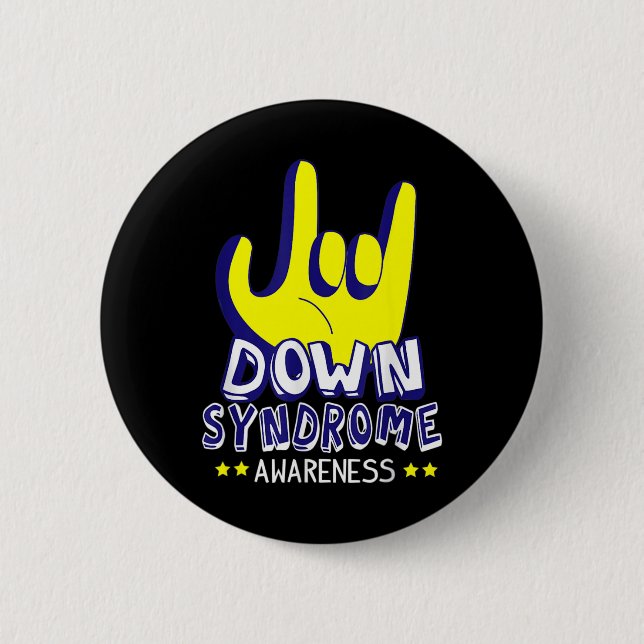 Down Syndrome Awareness I Love You ASL Hand Sign  6 Cm Round Badge (Front)