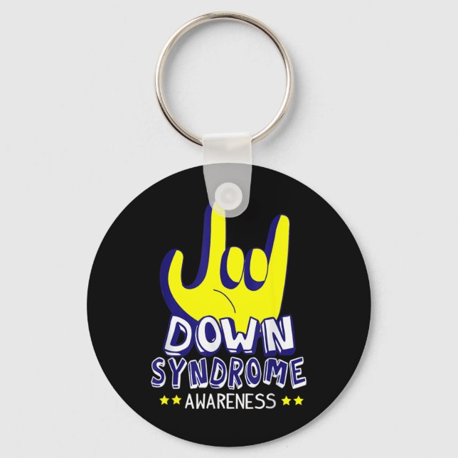 Down Syndrome Awareness I Love You ASL Hand Sign  Key Ring (Front)