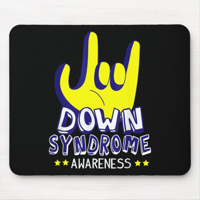 Down Syndrome Awareness I Love You ASL Hand Sign  Mouse Mat (Front)