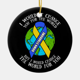 Down Syndrome Awareness I'd Change The World Ceramic Tree Decoration
