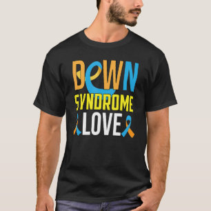 Down Syndrome Awareness Love T21 Yellow Blue Ribbo T-Shirt