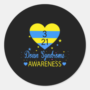Down Syndrome Awareness March 21 Yellow Blue 1 Classic Round Sticker