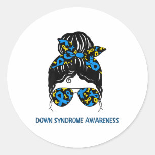 Down Syndrome Awareness Messy Bun Classic Round Sticker