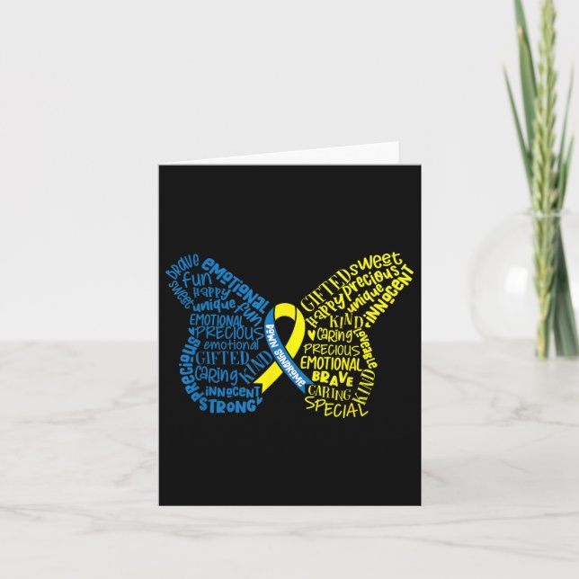 Down Syndrome Awareness Month Butterfly Word Cloud Card (Front)