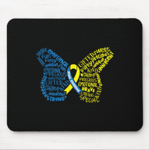 Down Syndrome Awareness Month Butterfly Word Cloud Mouse Mat