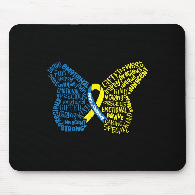 Down Syndrome Awareness Month Butterfly Word Cloud Mouse Mat (Front)