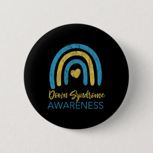 Down Syndrome Awareness Month Retro Rainbow T21  6 Cm Round Badge