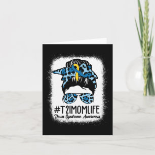 Down Syndrome Awareness Mum Life Messy Bun Leopard Card