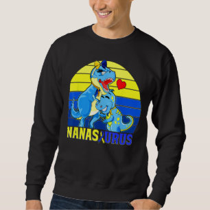 Down Syndrome Awareness Nana Saurus T Rex Blue Yel Sweatshirt