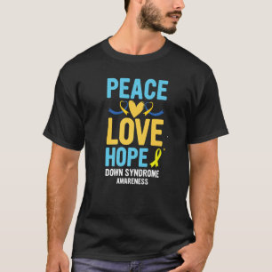 Down Syndrome Awareness Peace Love Hope T21 Yellow T-Shirt