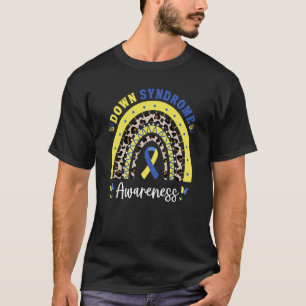 Down Syndrome Awareness Rainbow Blue Yellow Ribbon T-Shirt