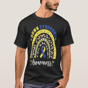 Down Syndrome Awareness Rainbow Blue Yellow Ribbon T-Shirt