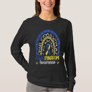Down Syndrome Awareness Rainbow Blue Yellow Ribbon T-Shirt