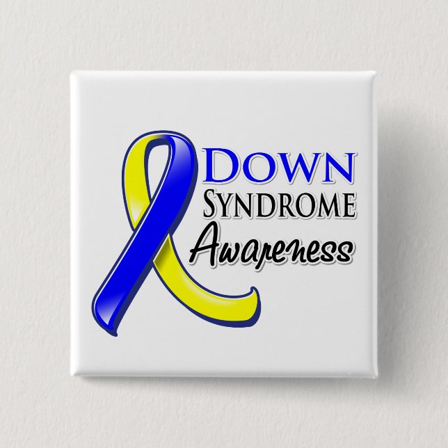 Down Syndrome Awareness Ribbon 15 Cm Square Badge (Front)