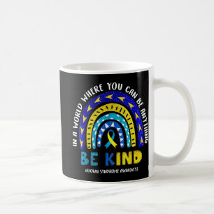 Down Syndrome Awareness Ribbon Boho Rainbow Yellow Coffee Mug