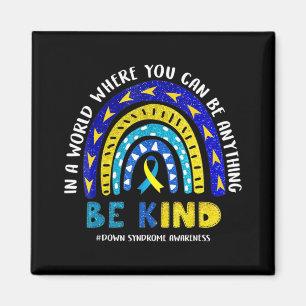 Down Syndrome Awareness Ribbon Boho Rainbow Yellow Magnet