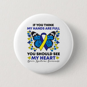 Down Syndrome Awareness Ribbon Butterfly Mum Sped 6 Cm Round Badge