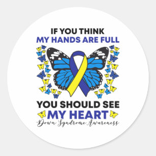 Down Syndrome Awareness Ribbon Butterfly Mum Sped  Classic Round Sticker