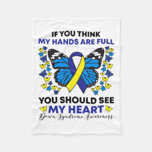 Down Syndrome Awareness Ribbon Butterfly Mum Sped Fleece Blanket