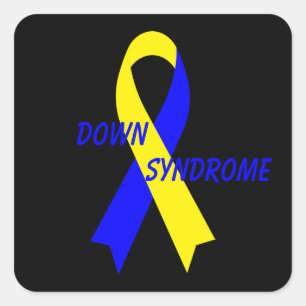 Down Syndrome Awareness Ribbon by Janz Black Square Sticker