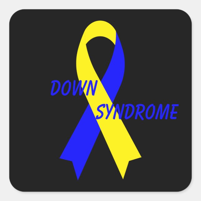 Down Syndrome Awareness Ribbon by Janz Black Square Sticker (Front)